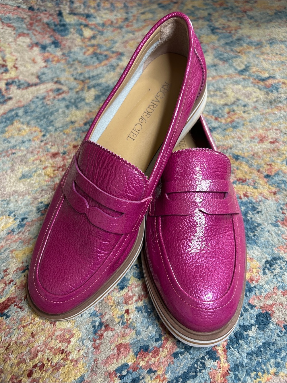 Regarde le Ciel the Rock Fuchsia Patent Leather Penny Loafers size 7.5